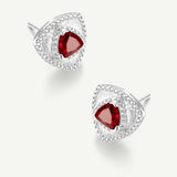 Trinity Textured Silver Earrings in Created Ruby
