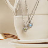 Trinity Textured Silver Necklace in Created Aquamarine