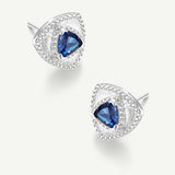 Trinity Textured Silver Earrings in Created Sapphire