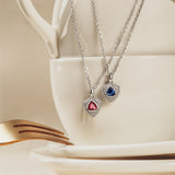 Trinity Textured Silver Necklace in Created Sapphire