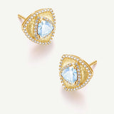 Trinity Textured Silver Earrings in Created Aquamarine
