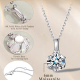 FANCIME “Fleurissante” Pendentif en Moissanite avec Chaîne en Argent Sterling en Or Blanc Massif 14K