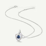 Trinity Textured Silver Necklace in Created Sapphire