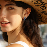 Boucles d'oreilles en argent topaze aquamarine "Wisteria Whisper" Flower Bar