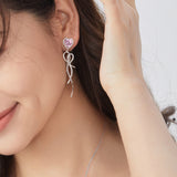 Boucles d'oreilles pendantes en argent sterling avec cœur rose "Sugar Talk" FANCIME