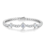 Bracelets de tennis en argent sterling "Square Sparkle" pierre de naissance d'avril FANCIME