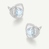 Trinity Textured Silver Earrings in Created Aquamarine