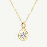 "Étreinte Infinie" Pendentif en Argent Sterling avec Symbole Infini et Pierre de Naissance d'Avril Zircon Cubique - Or