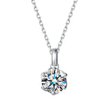 FANCIME “Fleurissante” Pendentif en Moissanite avec Chaîne en Argent Sterling en Or Blanc Massif 14K