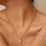 Collier en argent sterling avec nœud en sucre et cœur en pierre CZ "Heart Kiss" FANCIME