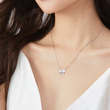FANCIME "Crystal Bow" Collier en argent sterling en forme de nœud papillon