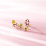 Boucles d'oreilles en argent Secret Garden avec améthyste et péridot, pierre de naissance