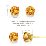 Boucles d'oreilles en pierres précieuses en or jaune massif 14k en forme ronde FANCIME