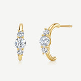 Boucles d'oreilles puces trio en diamant cultivé en laboratoire de 0,5 ct en or jaune 14K