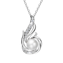 Sterling silver phoenix pearl necklace with freshwater pearl and crystal accents