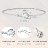 "Infinite Embrace" Bracelet en argent sterling avec opale, symbole de l'infini, pierre de naissance d'octobre