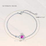 Bracelet en argent sterling avec symbole infini en tourmaline rose, pierre de naissance d'octobre "Étreinte Infinie"