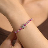 "Glamour Radiance" Bracelet en Argent Sterling avec Pierre de Naissance d'Octobre, Tourmaline Taillée