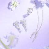 FANCIME "Bouquet de Glycine" Boucles d'Oreilles en Argent Sterling Pétales à Pendentif