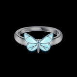 FANCIME "Starlight Butterfly" Luminous Enamel Silver Ring
