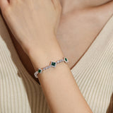 Bracelets de tennis en argent sterling émeraude "Square Sparkle" pierre de naissance de mai FANCIME