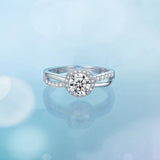 Bague en argent sterling Moissanite en taille ronde FANCIME