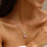 Collier en argent sterling avec nœud en sucre et cœur en pierre CZ "Heart Kiss" FANCIME