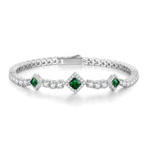 Bracelets de tennis en argent sterling émeraude "Square Sparkle" pierre de naissance de mai FANCIME