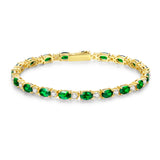 FANCIME "Glamour Radiance" Bracelet en argent sterling avec émeraude taillée fantaisie de mai