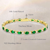 FANCIME "Glamour Radiance" Bracelet en argent sterling avec émeraude taillée fantaisie de mai