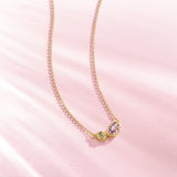Collier en argent Secret Garden avec améthyste et péridot, pierre de naissance