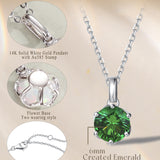 FANCIME “Everbloom” Pendentif en Émeraude en Or Blanc 14K avec Chaîne en Argent Sterling