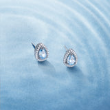 Boucles d'Oreilles en Argent avec Pierre de Naissance Ocean Eye en Aigue-Marine
