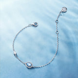 Bracelet en Argent avec Pierre de Naissance Ocean Eye en Aigue-Marine