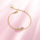 Bracelet en argent Secret Garden avec améthyste et péridot, pierre de naissance