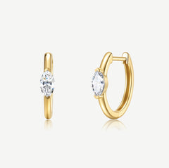 Boucles d'oreilles huggie solitaire marquise en diamant cultivé en laboratoire de 0,25 ct en or jaune 14K
