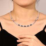 Collier tennis en argent sterling avec topaze bleue taillée fantaisie, pierre de naissance de décembre "Radiance Glamour"