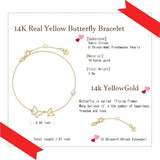 Bracelet en or jaune 14K en forme de papillon avec perles d'eau douce de 4MM, bracelet ajustable de luxe, vraie perle