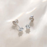 Boucles d'oreilles en or blanc 14K 0.3CTTW avec diamant solitaire cultivé en laboratoire