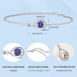 Bracelet en argent sterling avec symbole infini en alexandrite, pierre de naissance de juin "Étreinte Infinie"