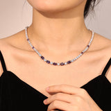 "Glamour Radiance" Collier en argent sterling avec améthyste taillée fantaisie de février