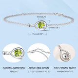 "Infinite Embrace" Bracelet en argent sterling avec peridot, symbole de l'infini, pierre de naissance d'août