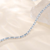 "Radiance Glamour" Bracelet Tennis en Argent Sterling Aigue-marine Taille Fantaisie Pierre de Naissance de Mars