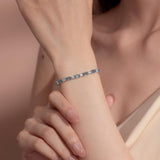 "Radiance Glamour" Bracelet Tennis en Argent Sterling Aigue-marine Taille Fantaisie Pierre de Naissance de Mars