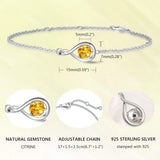 "Infinite Embrace" Bracelet en argent sterling avec citrine, symbole de l'infini, pierre de naissance de novembre