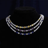 Collier tennis en argent sterling avec saphir bleu taillé fantaisie, pierre de naissance de septembre "Radiance Glamour"