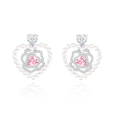 FANCIME "Rose Amour" Boucles d'oreilles pendantes en argent sterling