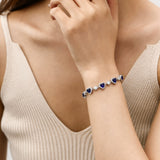 Bracelet en argent sterling Tennis Saphir FANCIME "Ms Charming" Halo Heart