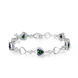 Bracelet en argent sterling Tennis Alexandrite de la pierre de naissance de juin FANCIME Halo Heart