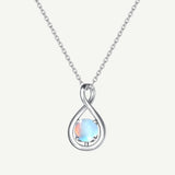 "Étreinte Infinie" Pendentif en Argent Sterling avec Symbole Infini et Pierre de Naissance de Juin Pierre de Lune - Argent